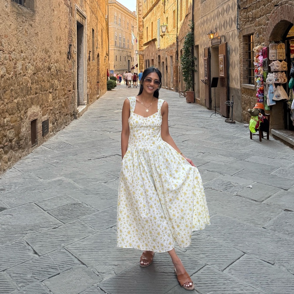 Bardot Yellow Floral Midi Sundress